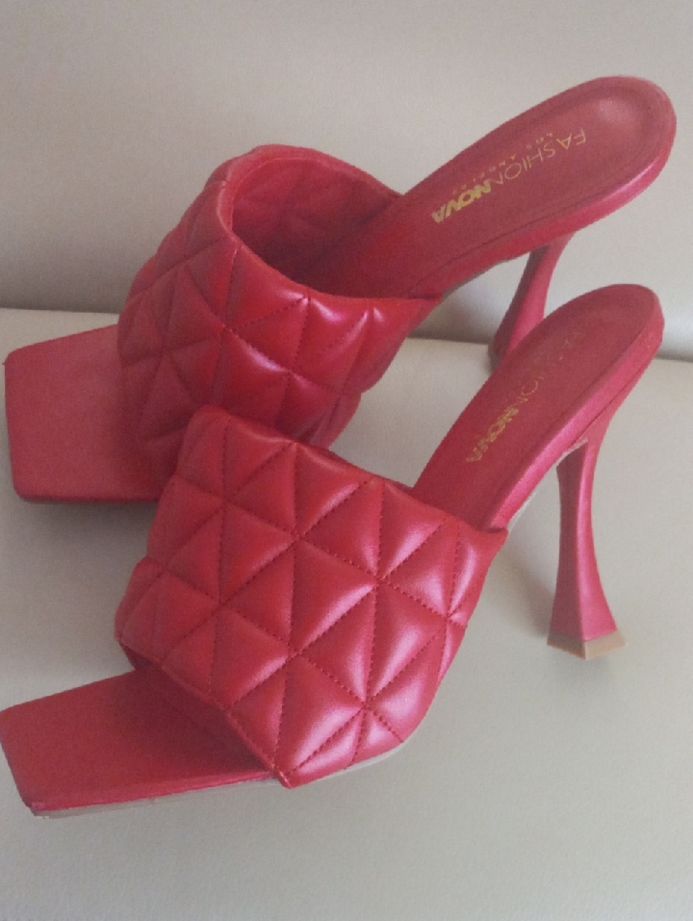 Fashion Nova Red Quilted Slide Heel Size 10